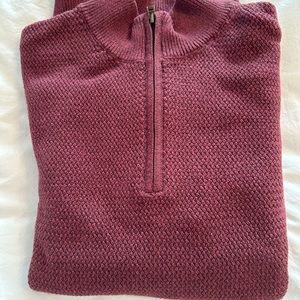 NWT Jos A Banks men’s quarter zip cotton sweater in burgundy, size L